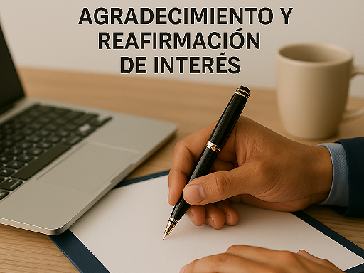 Carta de presentación Agradecimiento y reafirmación de interés